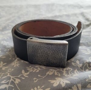 Vintage German Surplus Black Leather Belt, 100